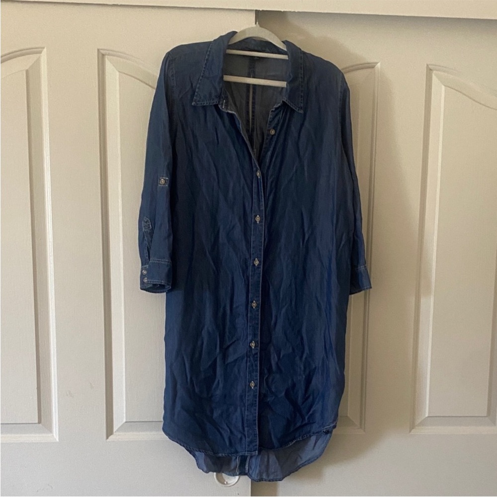 GLAMOUR Blue Button-Up Shirt Dress. Size 10